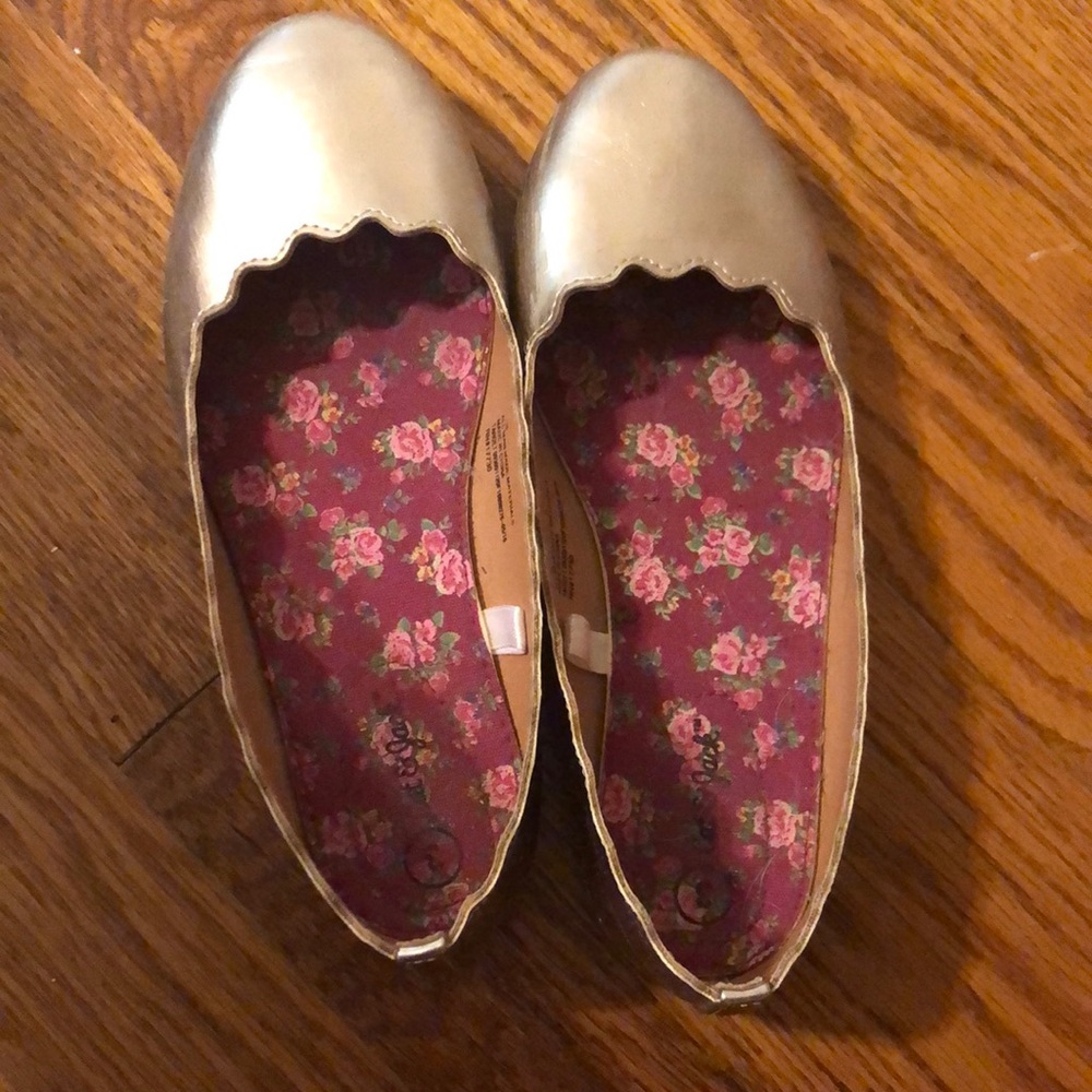 Gold slip on dress shoes